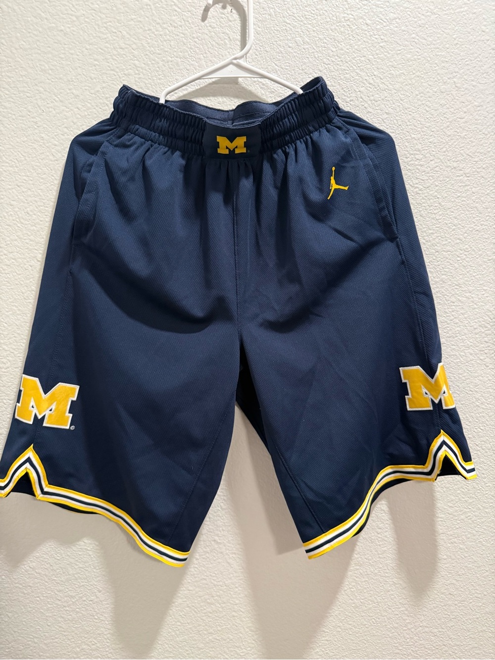 Jordan Men's Navy and Yellow Basketball Shorts - Michigan M Logo
